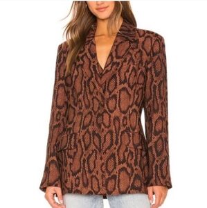 NWT WeWoreWhat Brown Oversized Snake print Blazer